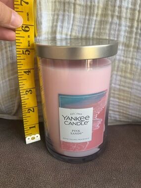 NWT Yankee Candle Pink Sands Pale Pink Jar Candle with Lid